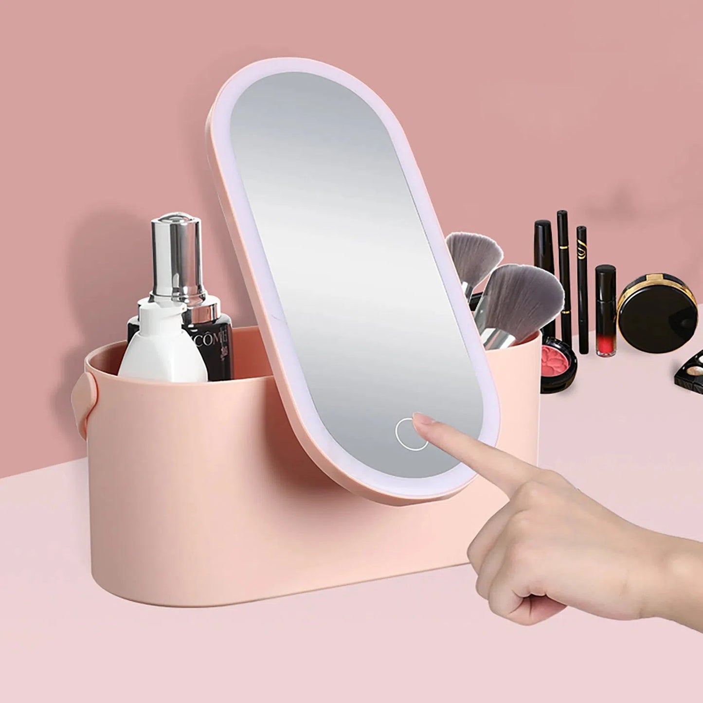 Organisateur de Maquillage Portable avec Miroir LED Intégré – Rangement Compact et Éclairage Pro