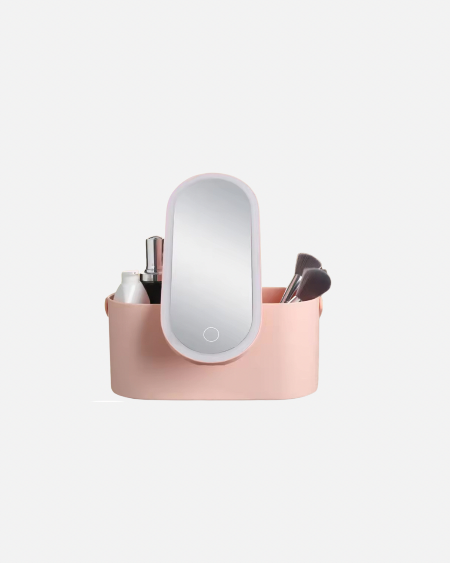 Organisateur de Maquillage Portable avec Miroir LED Intégré – Rangement Compact et Éclairage Pro